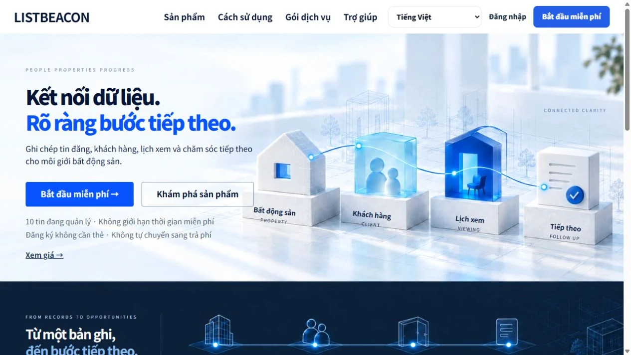 LISTBEACON 베트남 · 공식 소개 화면. 국가별 기능은 각 서비스에서 확인합니다.